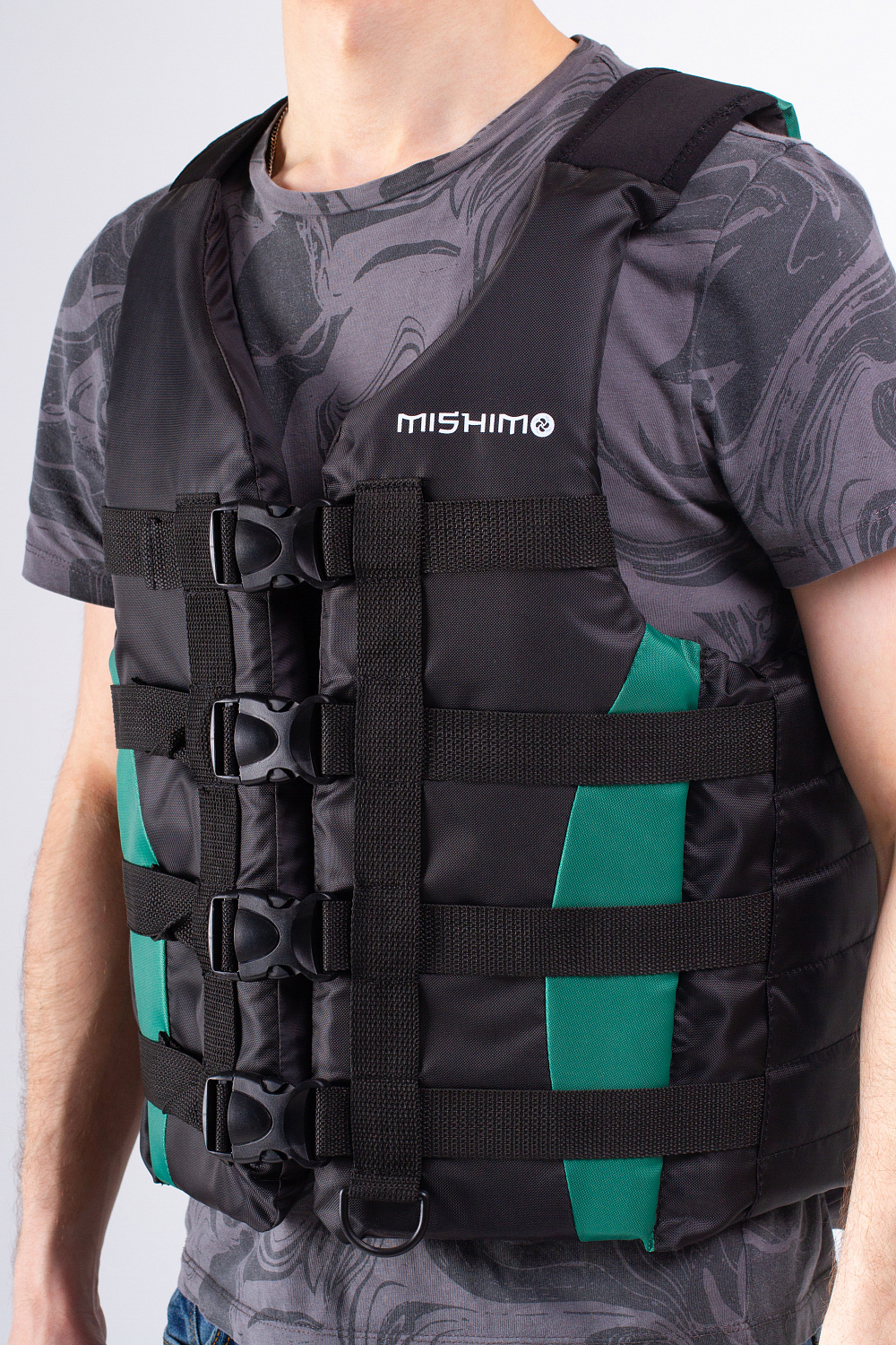 Жилет спасательный MISHIMO PRO Премиум качества Черно-зеленый в Первоуральске