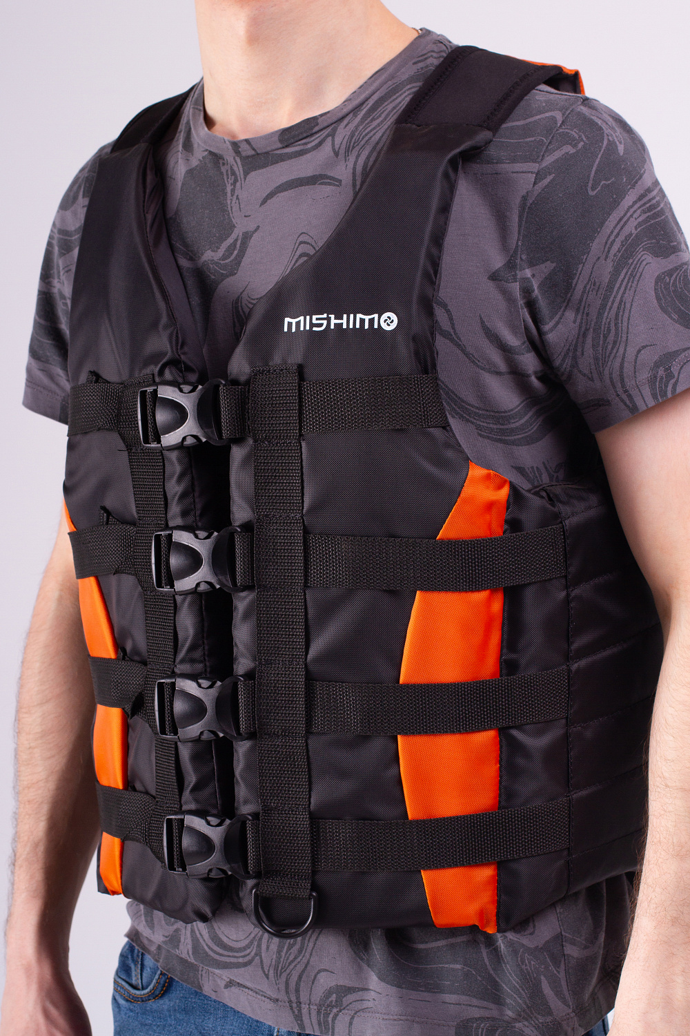 Жилет спасательный MISHIMO PRO Премиум качества Черно-оранжевый в Первоуральске