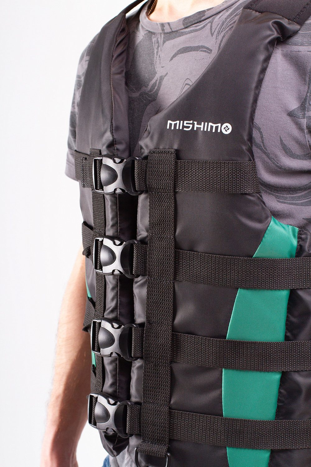 Жилет спасательный MISHIMO PRO Премиум качества Черно-зеленый в Первоуральске